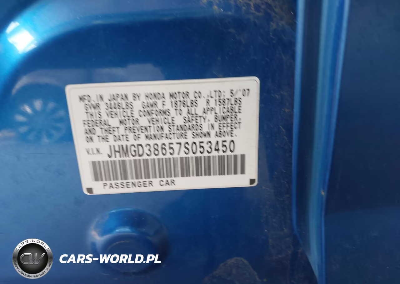 2007 Honda Fit Sport VIN:JHMGD38657S053450 - 9