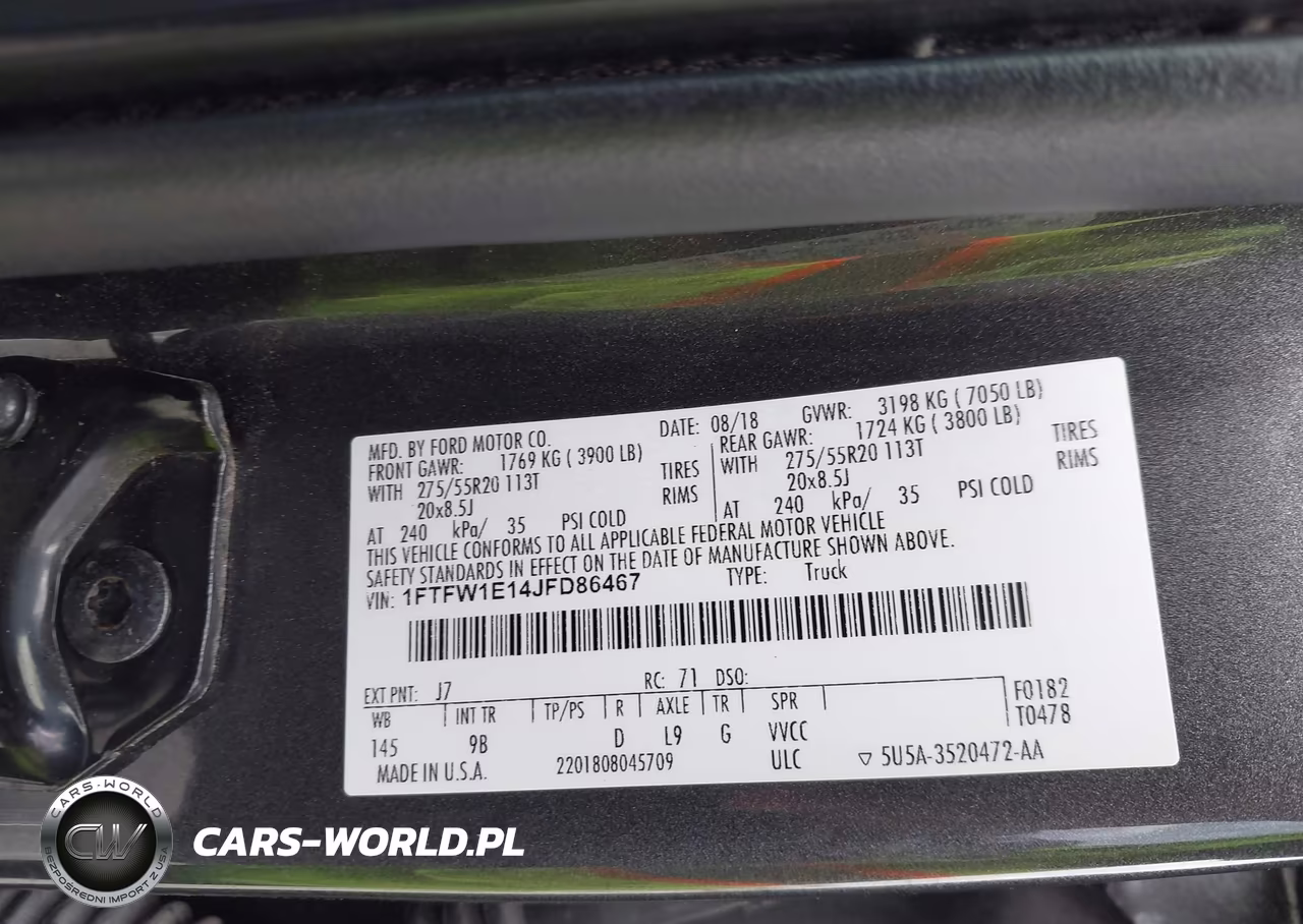 2018 Ford F-150 Platinum VIN:1FTFW1E14JFD86467 - 9