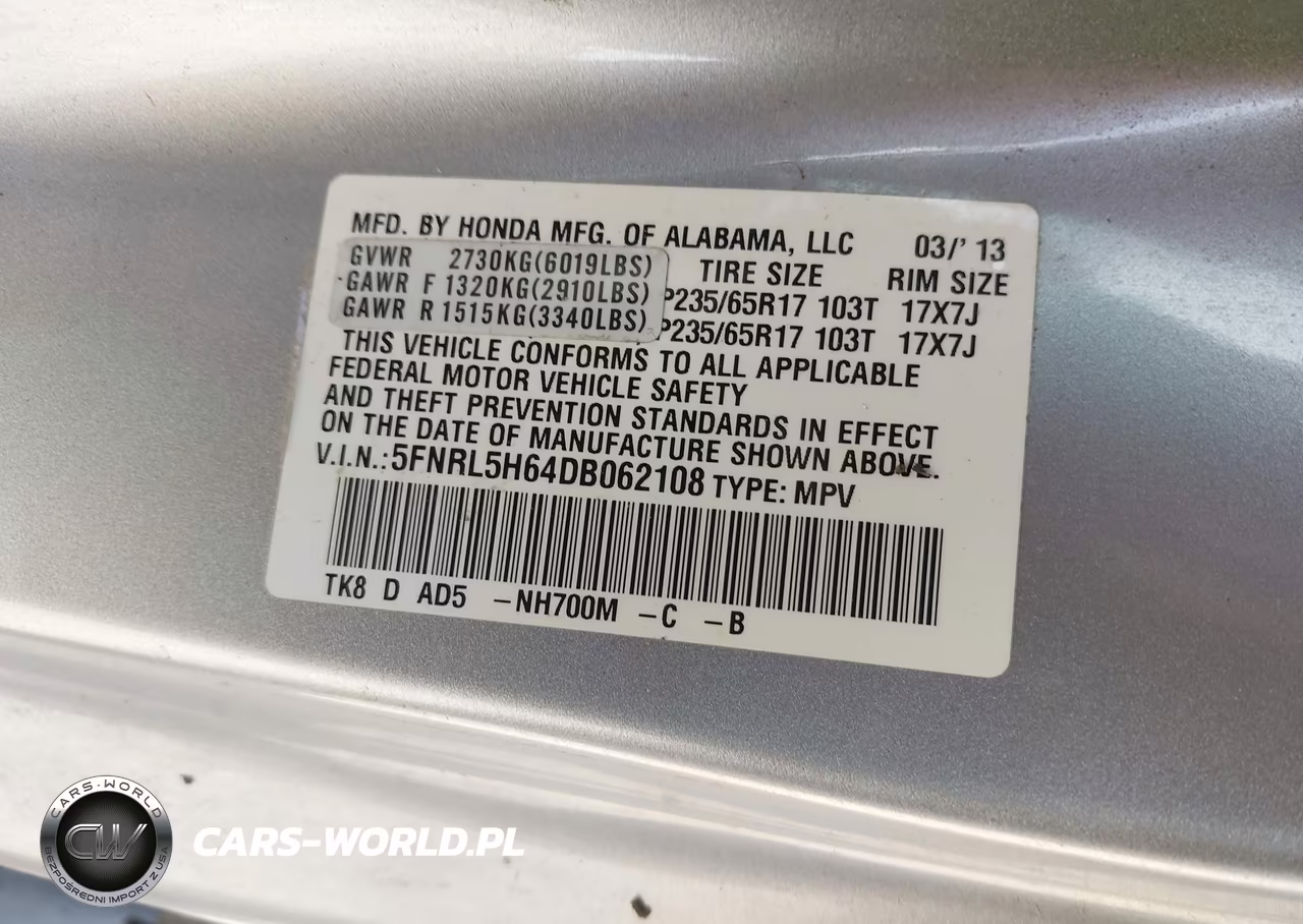 2013 Honda Odyssey Ex-L VIN:5FNRL5H64DB062108 - 9