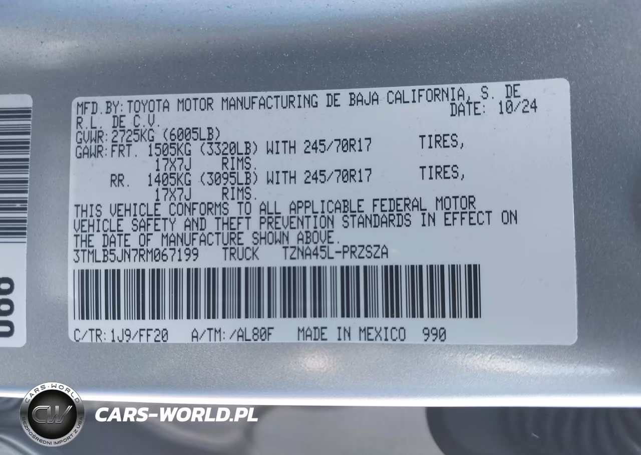 2024 Toyota Tacoma Sr5 VIN:3TMLB5JN7RM067199 - 9