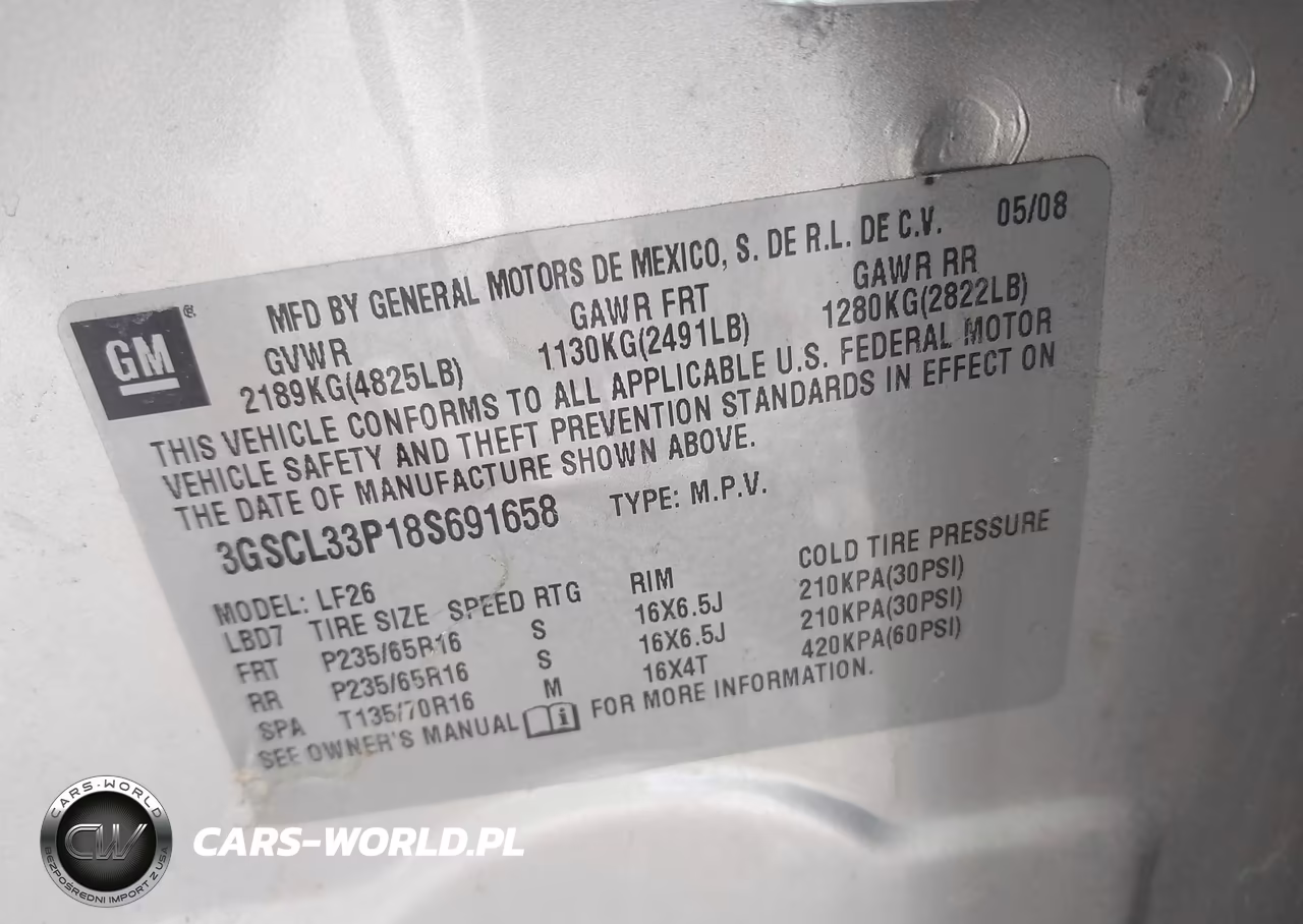 2008 Saturn Vue 4-Cyl Xe VIN:3GSCL33P18S691658 - 9