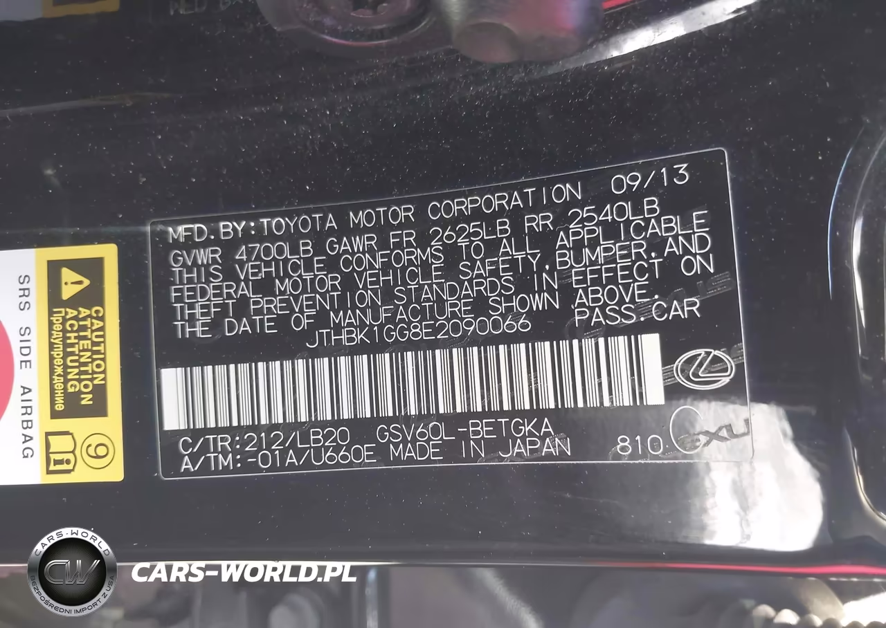 2014 Lexus Es 350 VIN:JTHBK1GG8E2090066 - 9
