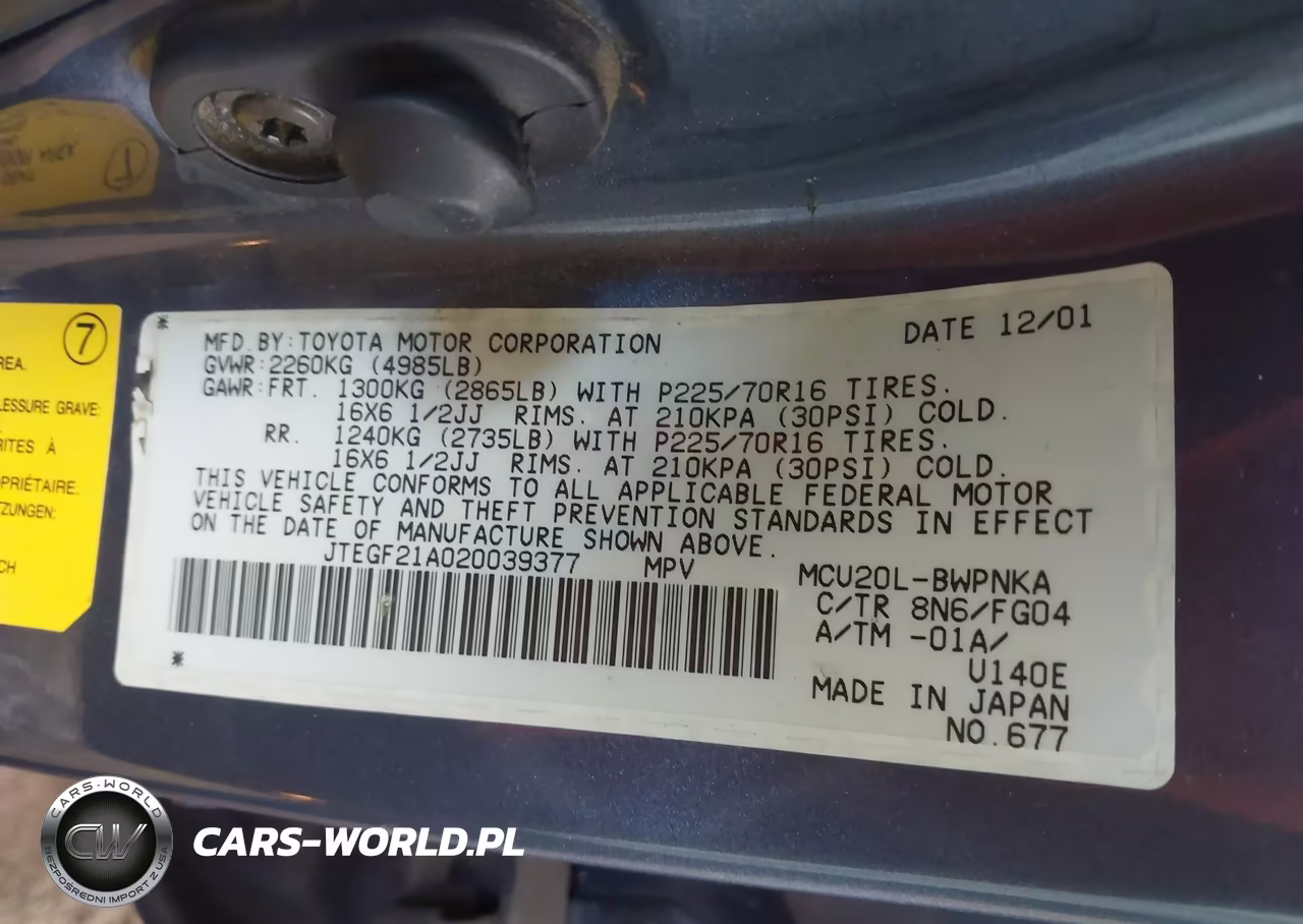 2002 Toyota Highlander V6 VIN:JTEGF21A020039377 - 9
