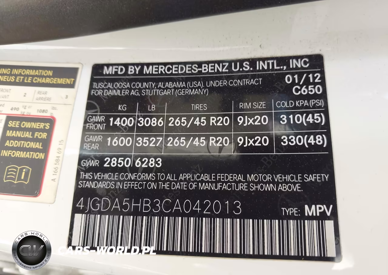2012 Mercedes-Benz Ml 350 4Matic VIN:4JGDA5HB3CA042013 - 9
