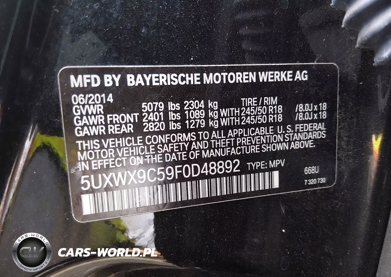 2015 BMW X3 xDrive28I VIN:5UXWX9C59F0D48892 - 9