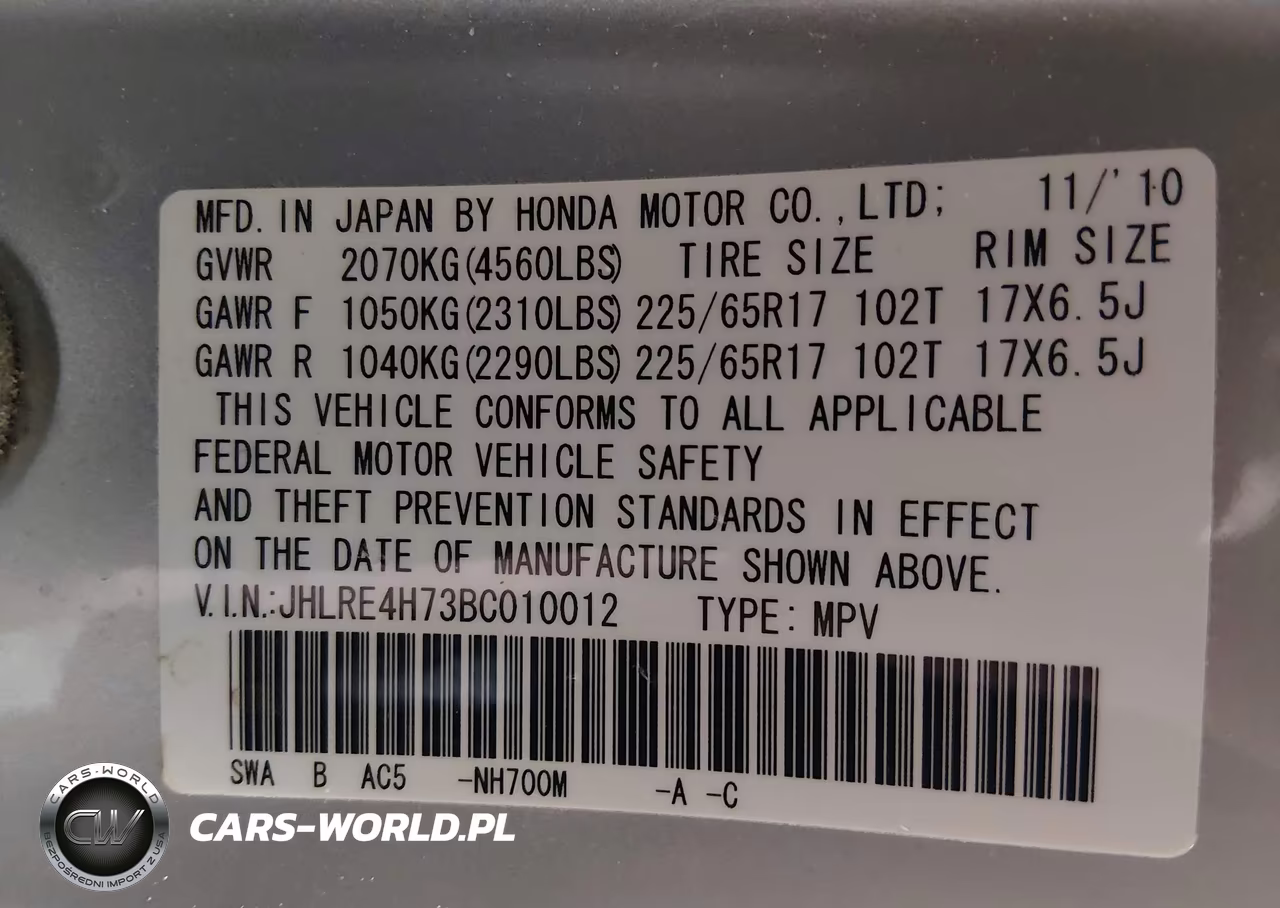 2011 Honda Cr-V Ex-L VIN:JHLRE4H73BC010012 - 9