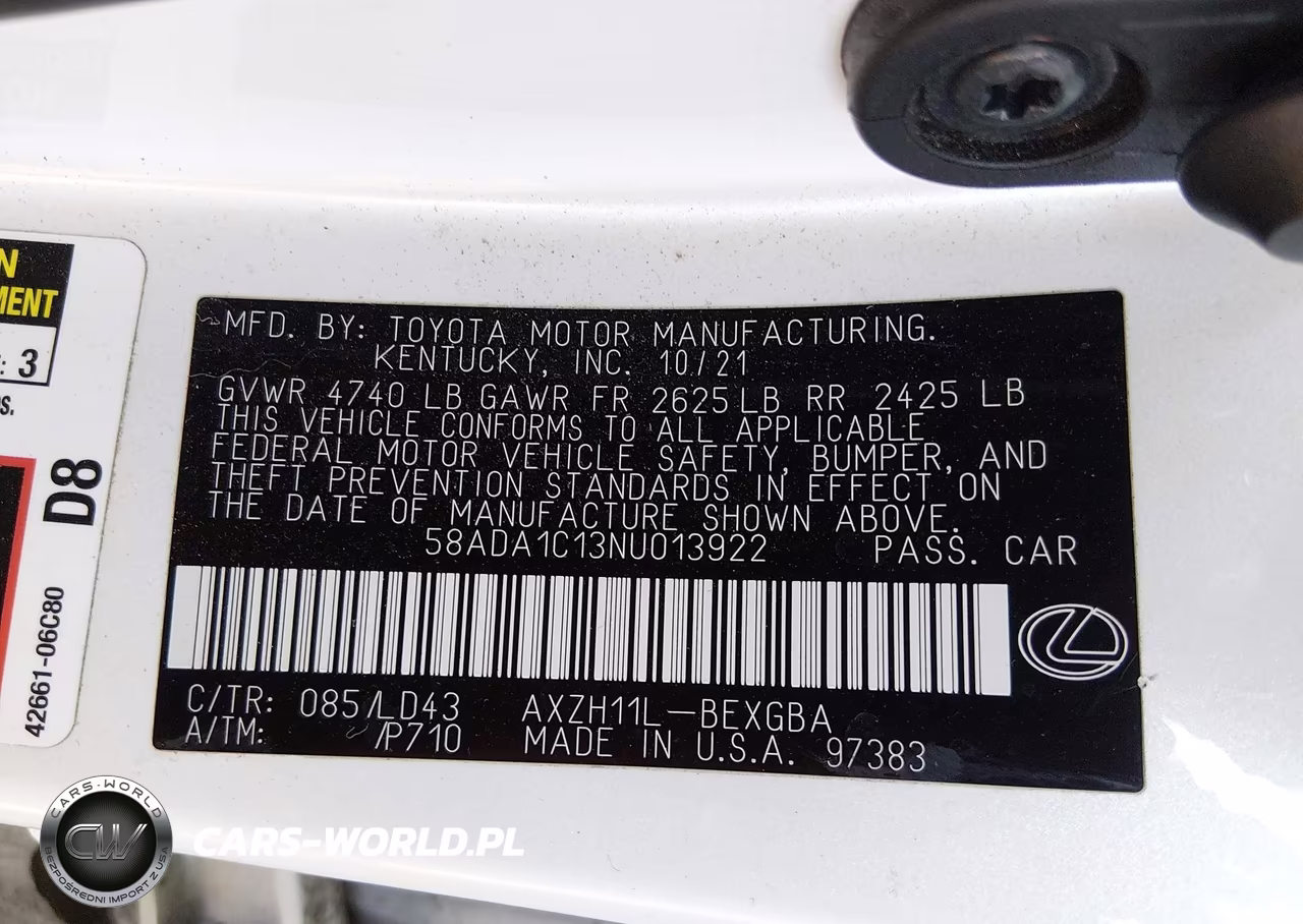 2022 Lexus Es 300H VIN:58ADA1C13NU013922 - 9