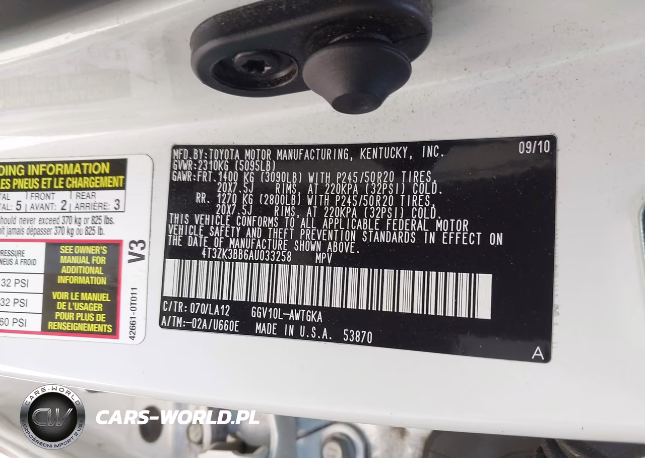 2010 Toyota Venza Base V6 VIN:4T3ZK3BB6AU033258 - 9