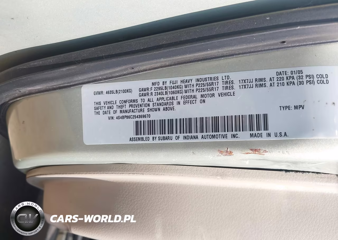 2005 Subaru Outback 3.0R L.l. Bean Edition VIN:4S4BP86C254369670 - 9
