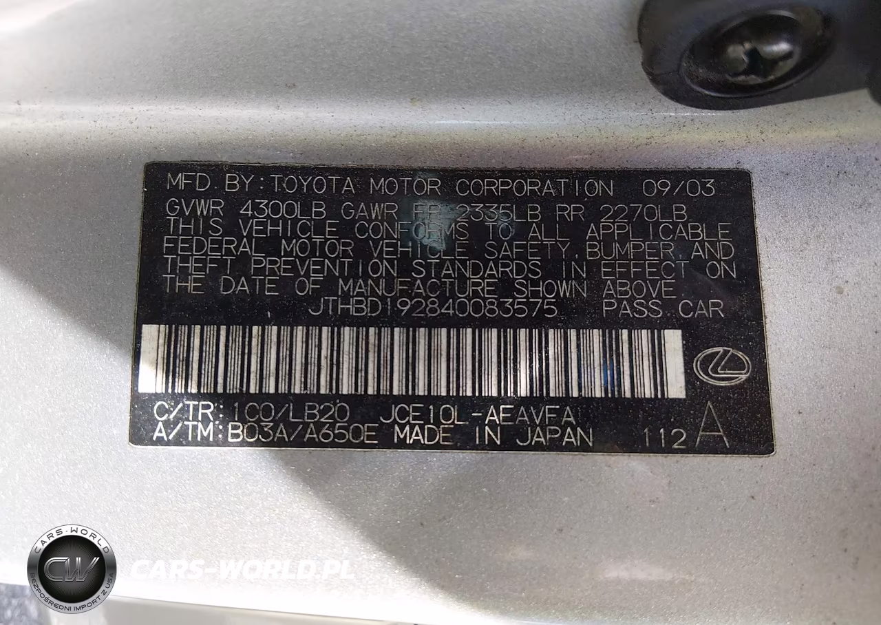 2004 Lexus Is 300 VIN:JTHBD192840083575 - 9
