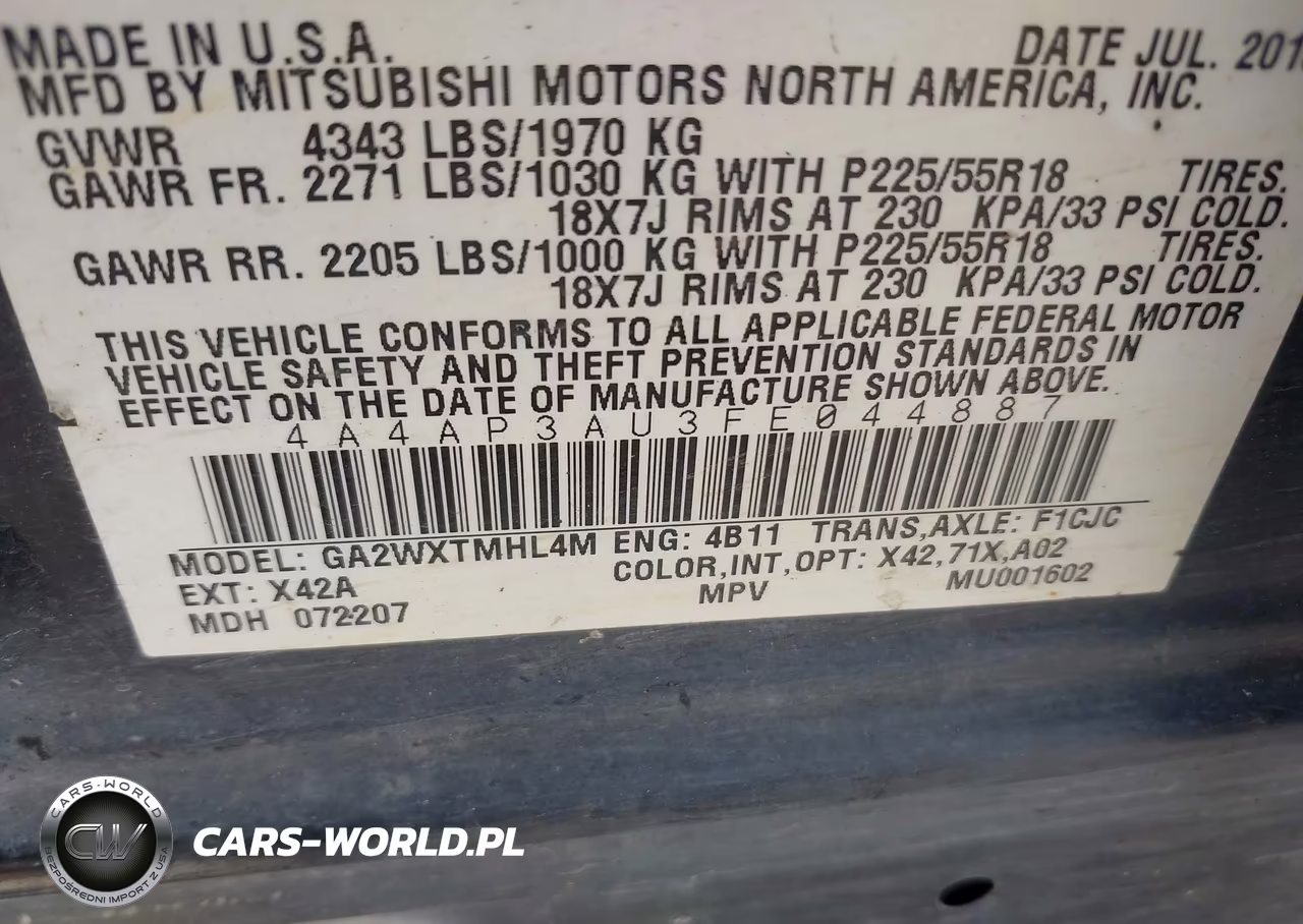 2015 Mitsubishi Outlander Sport Es VIN:4A4AP3AU3FE044887 - 9