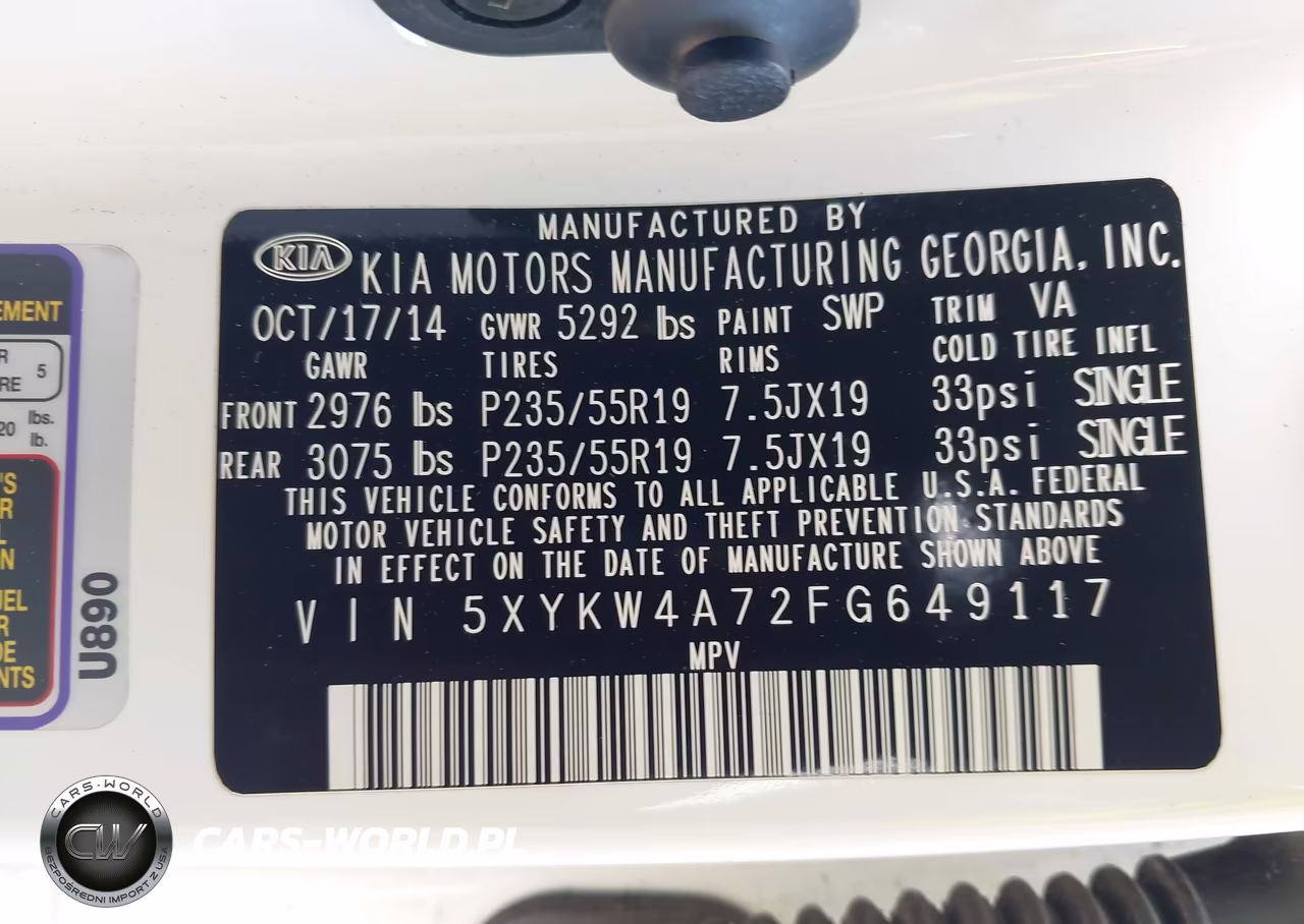 2015 Kia Sorento Sx V6 VIN:5XYKW4A72FG649117 - 9