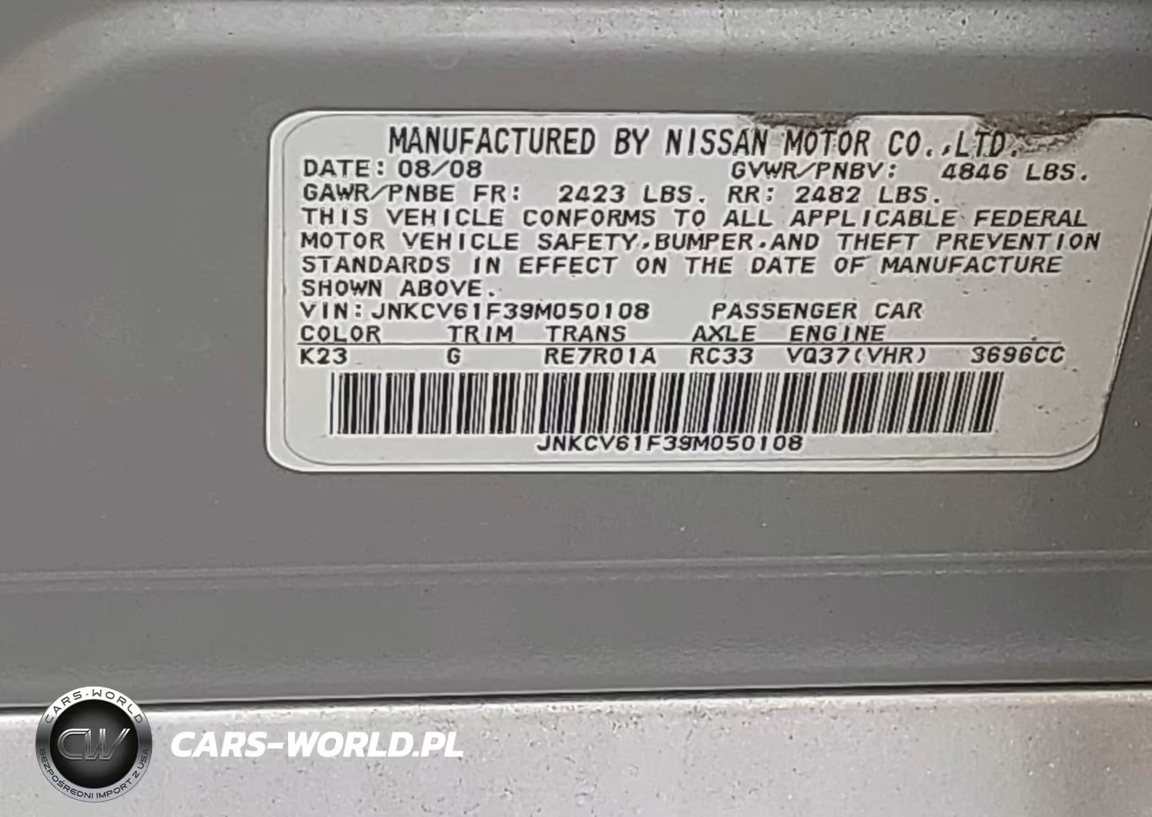 2009 Infiniti G37X VIN:JNKCV61F39M050108 - 9