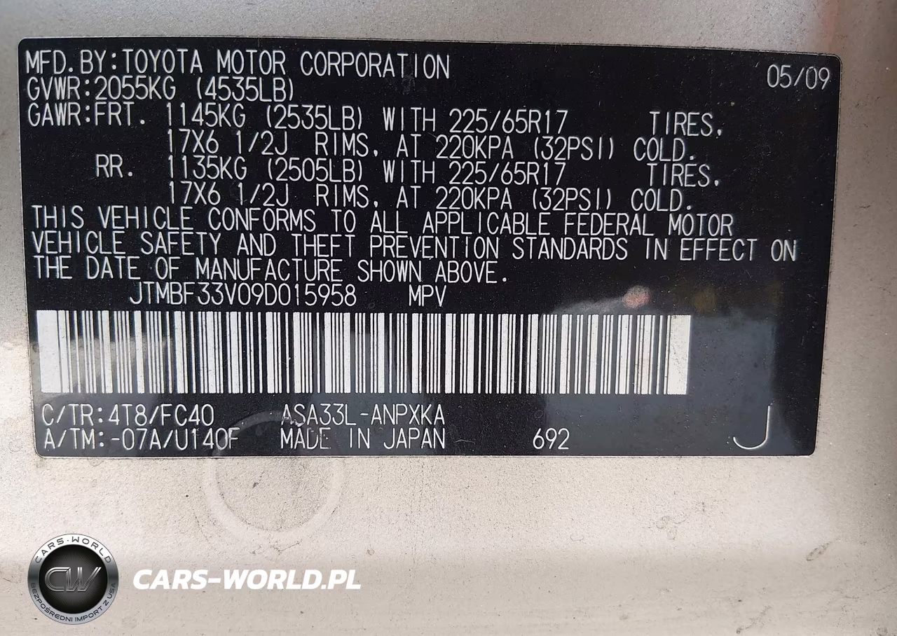2009 Toyota Rav4 VIN:JTMBF33V09D015958 - 9