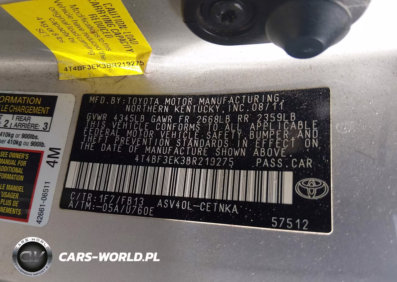 2011 Toyota Camry Le VIN:4T4BF3EK3BR219275 - 9