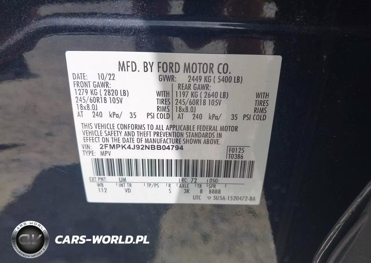 2022 Ford Edge Sel VIN:2FMPK4J92NBB04794 - 9