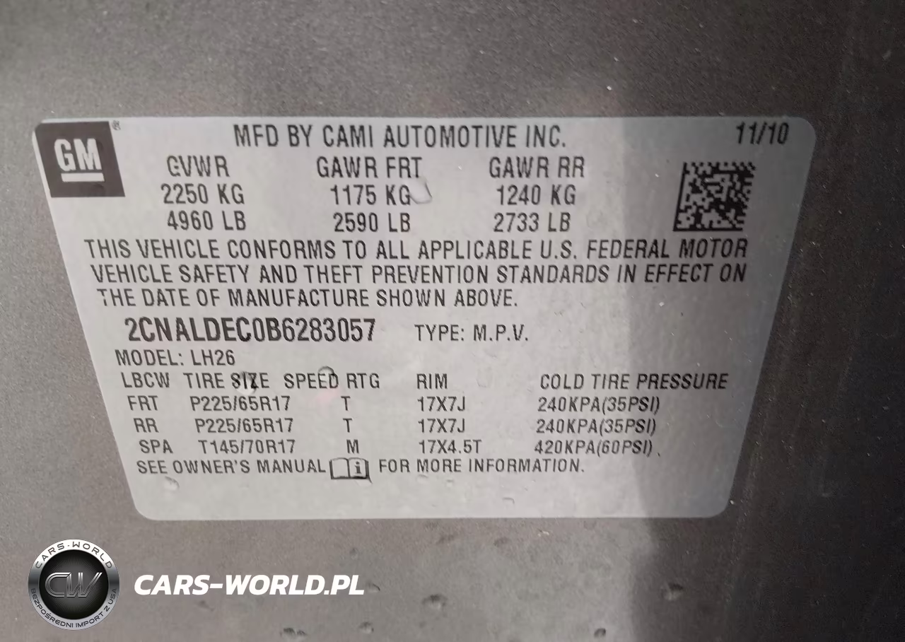 2011 Chevrolet Equinox Lt W-1Lt VIN:2CNALDEC0B6283057 - 9