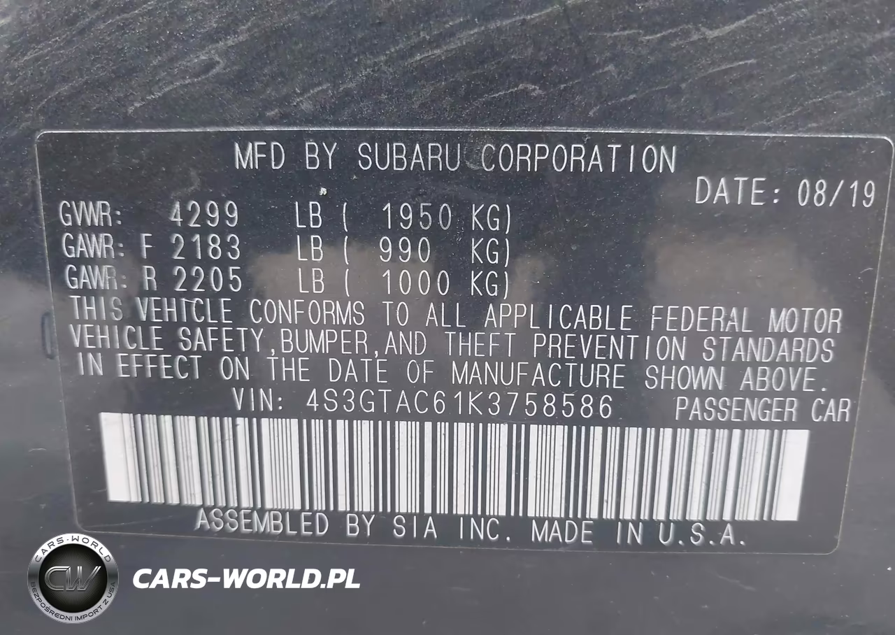2019 Subaru Impreza 2.0I Premium VIN:4S3GTAC61K3758586 - 9