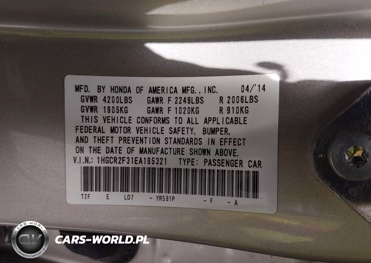 2014 Honda Accord Lx VIN:1HGCR2F31EA195321 - 9