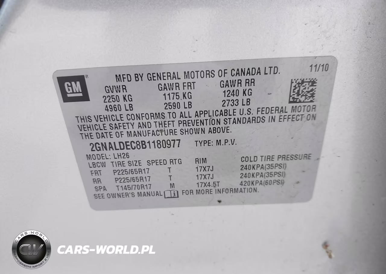 2011 Chevrolet Equinox Lt W-1Lt VIN:2GNALDEC8B1180977 - 9