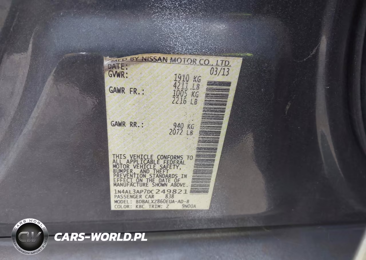 2013 Nissan Altima 2.5 Sl VIN:1N4AL3AP7DC249821 - 9