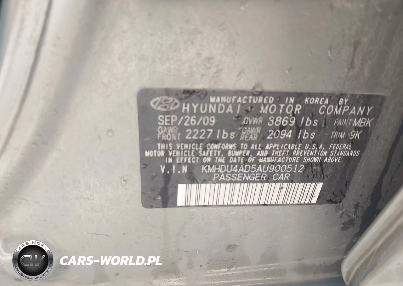 2010 Hyundai Elantra Gls VIN:KMHDU4AD5AU900512 - 9