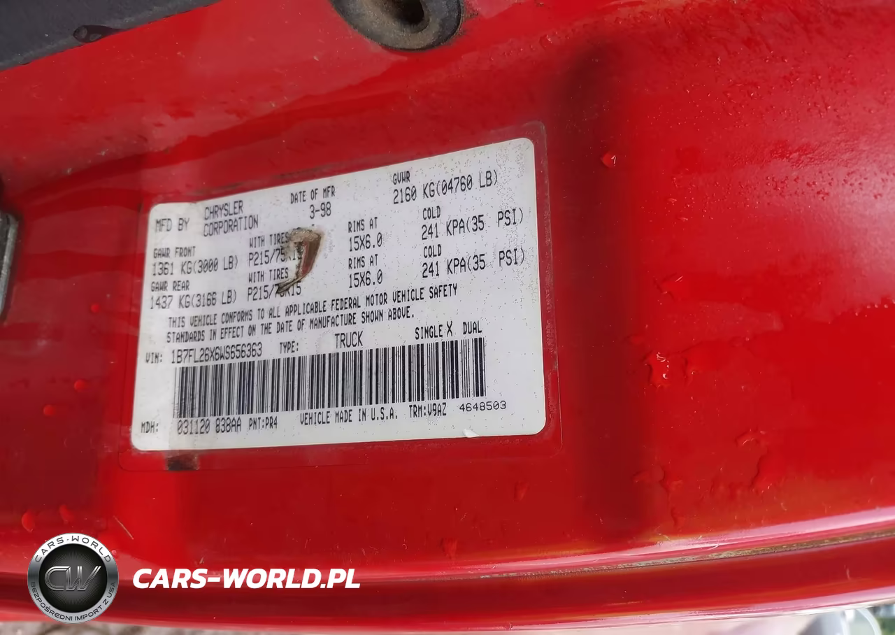 1998 Dodge Dakota Slt-Sport VIN:1B7FL26X6WS656363 - 9