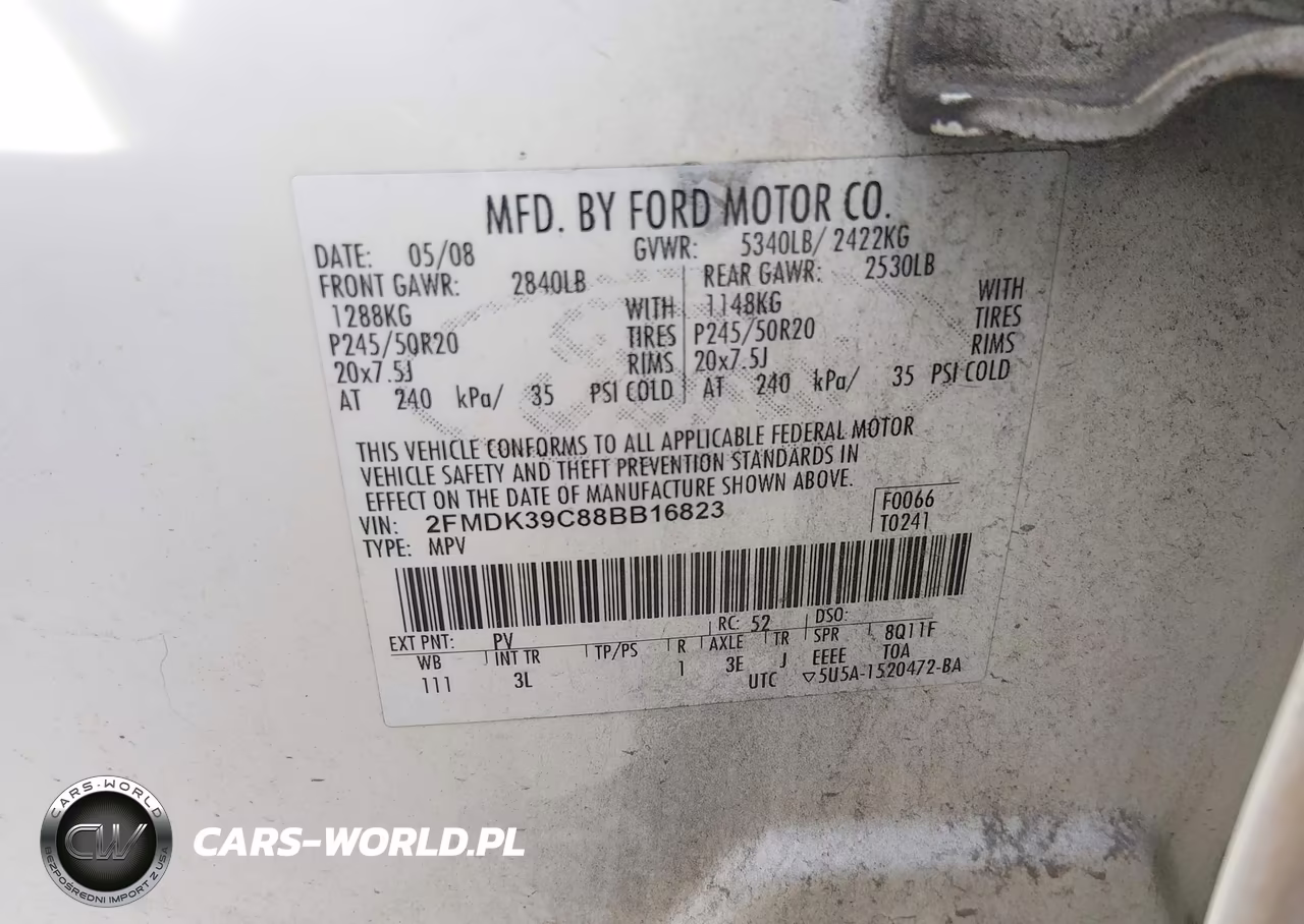 2008 Ford Edge Limited VIN:2FMDK39C88BB16823 - 9