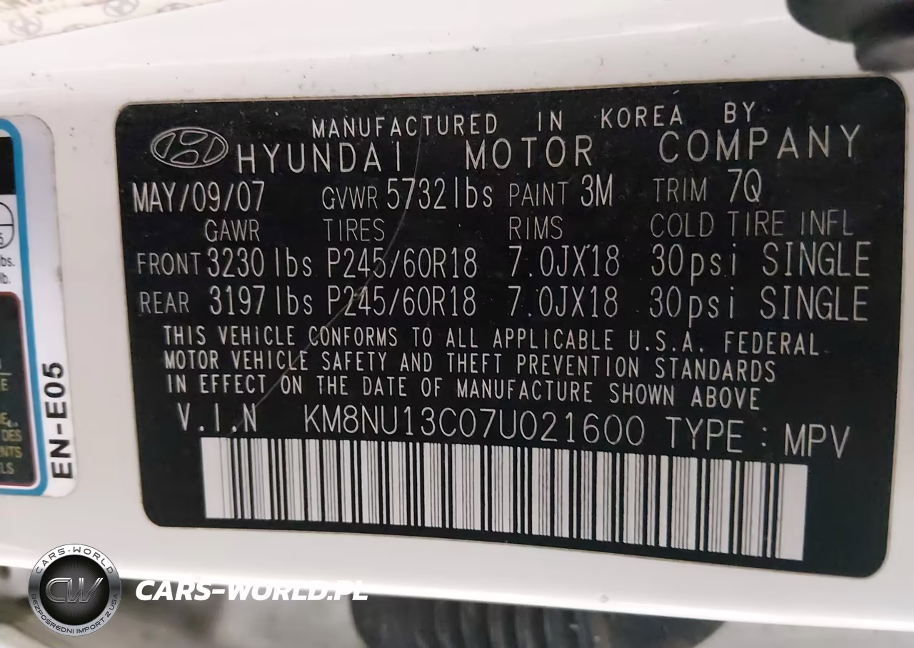 2007 Hyundai Veracruz Gls-Limited-Se VIN:KM8NU13C07U021600 - 9