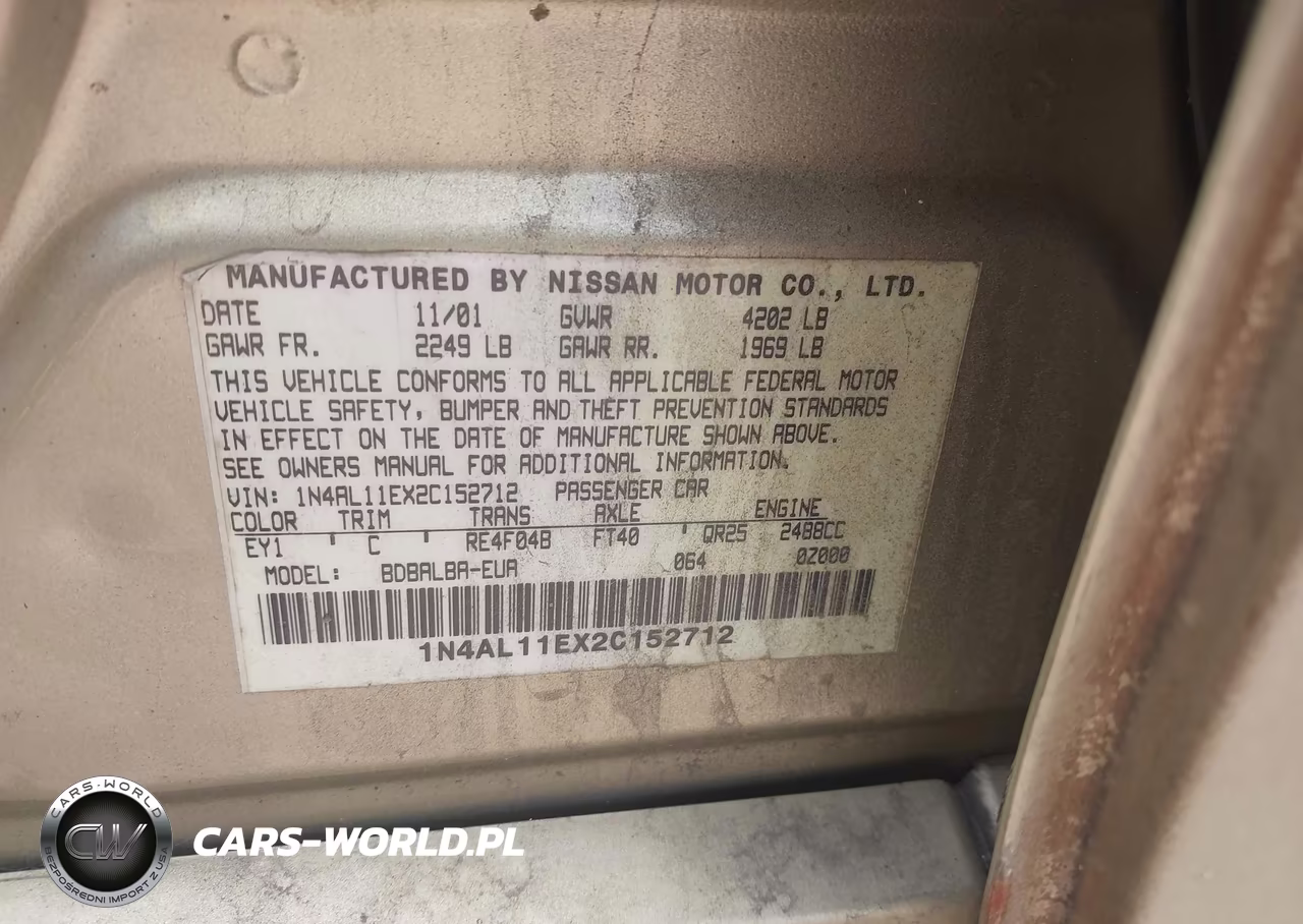 2002 Nissan Altima 2.5 S VIN:1N4AL11EX2C152712 - 9