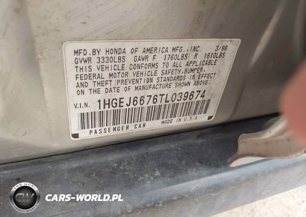 1996 Honda Civic Lx VIN:1HGEJ6676TL039674 - 9