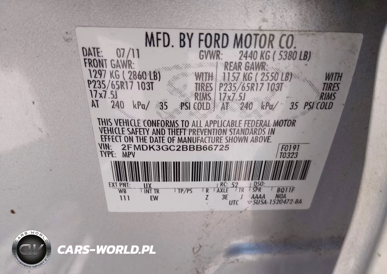 2011 Ford Edge Se VIN:2FMDK3GC2BBB66725 - 9