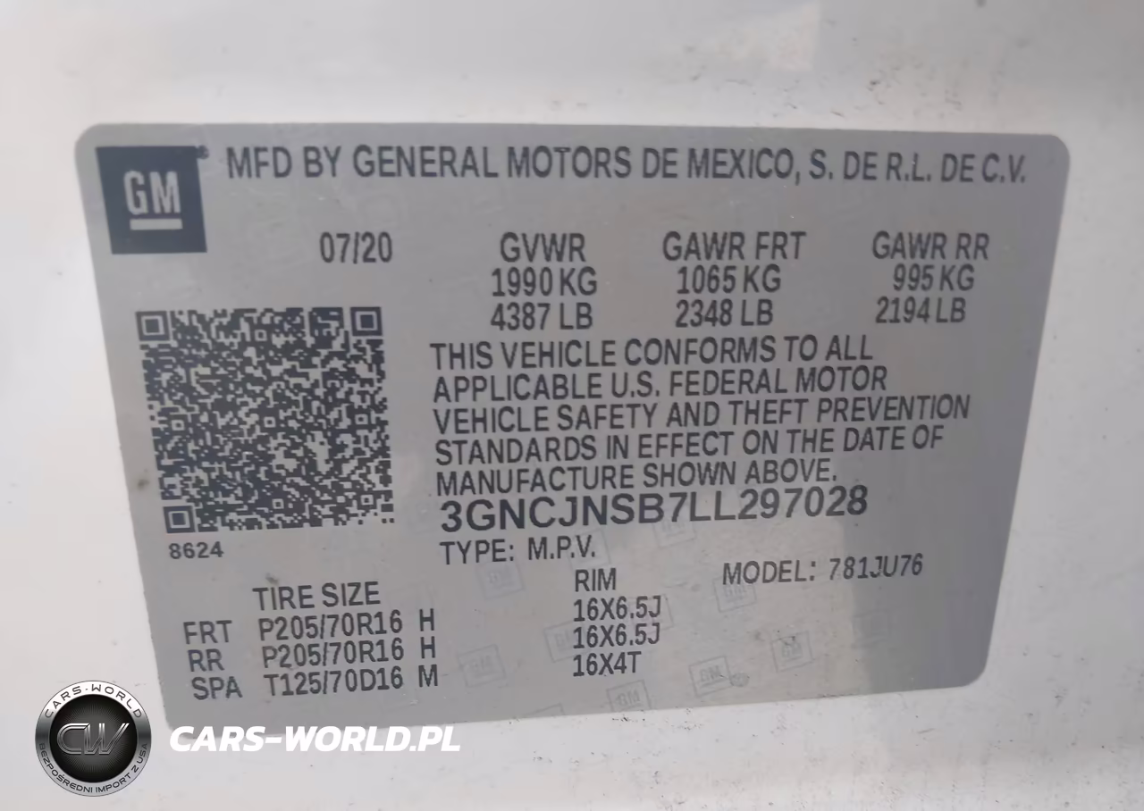 2020 Chevrolet Trax Awd Ls VIN:3GNCJNSB7LL297028 - 9