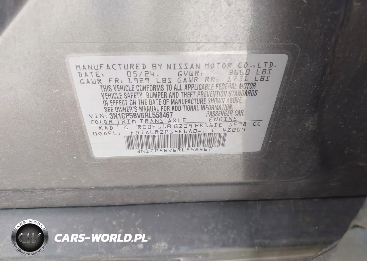 2024 Nissan Kicks S Xtronic Cvt VIN:3N1CP5BV6RL558467 - 9