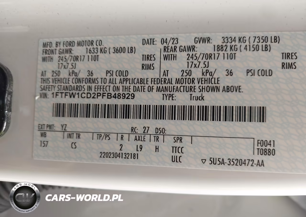 2023 Ford F-150 Xl VIN:1FTFW1CD2PFB48929 - 9