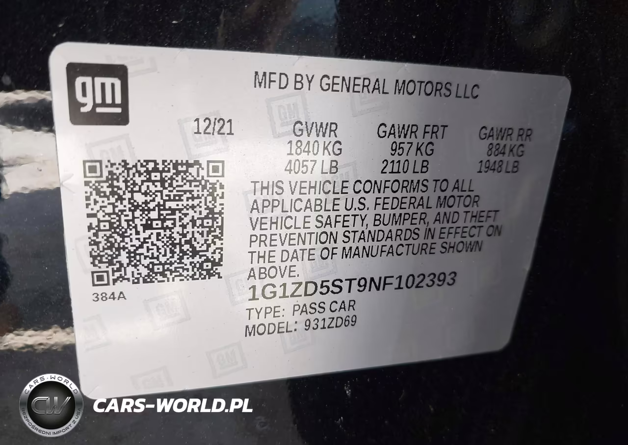 2022 Chevrolet Malibu Fwd Lt VIN:1G1ZD5ST9NF102393 - 9