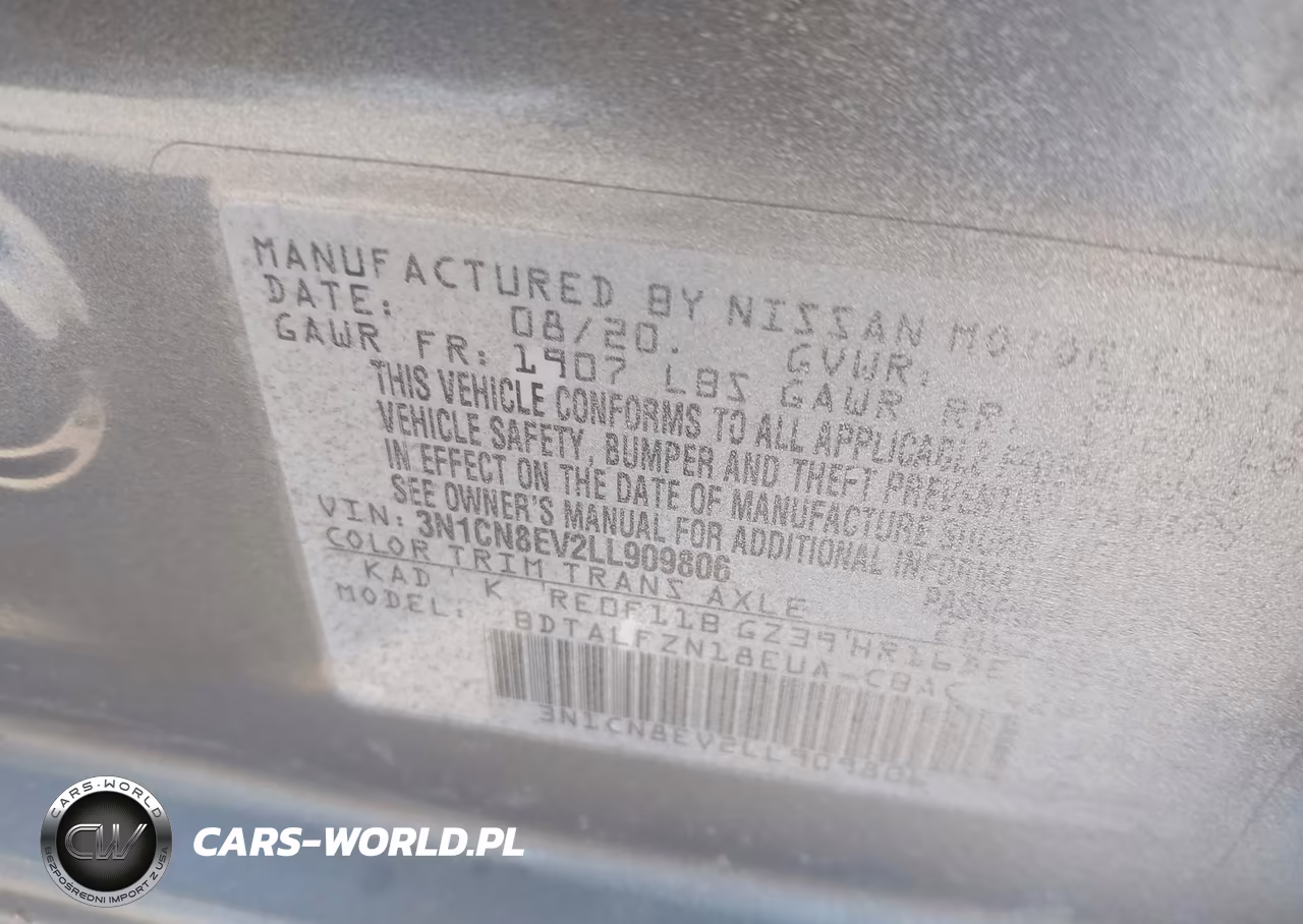 2020 Nissan Versa Sv Xtronic Cvt VIN:3N1CN8EV2LL909806 - 9