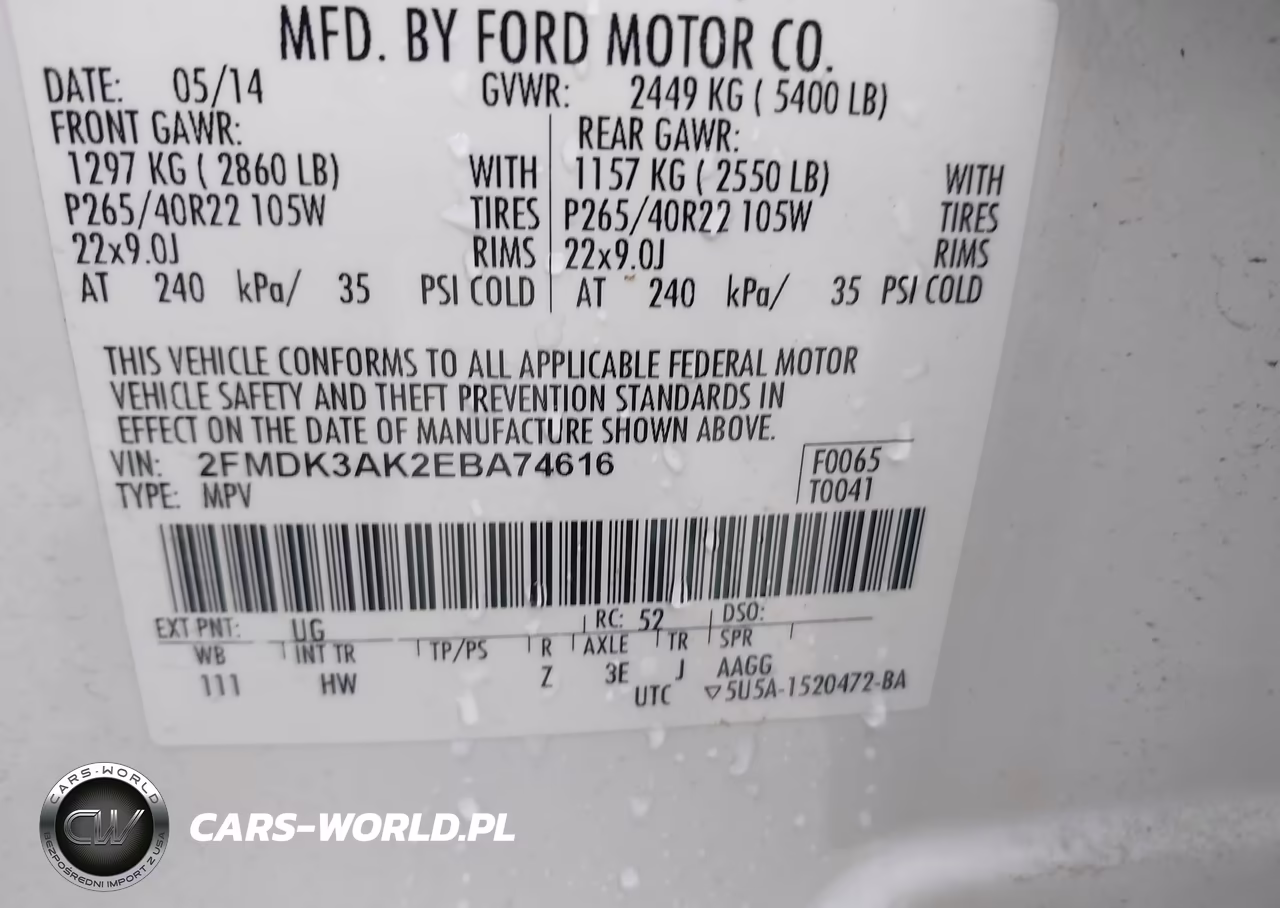 2014 Ford Edge Sport VIN:2FMDK3AK2EBA74616 - 9