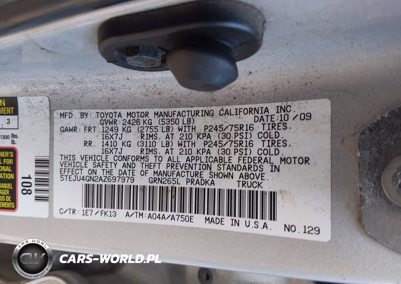 2010 Toyota Tacoma Prerunner V6 VIN:5TEJU4GN2AZ697979 - 9