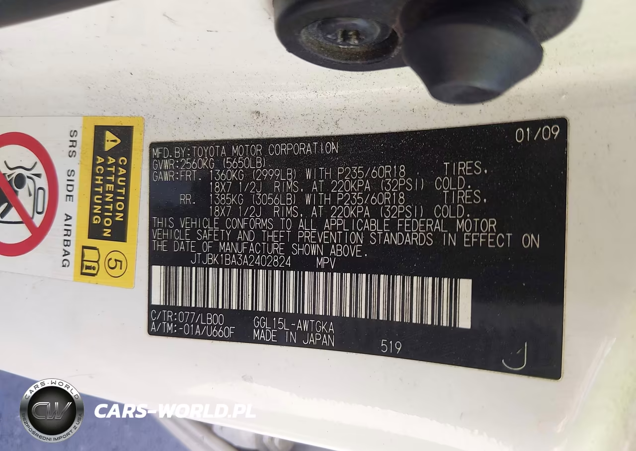 2010 Lexus Rx 350 VIN:JTJBK1BA3A2402824 - 9