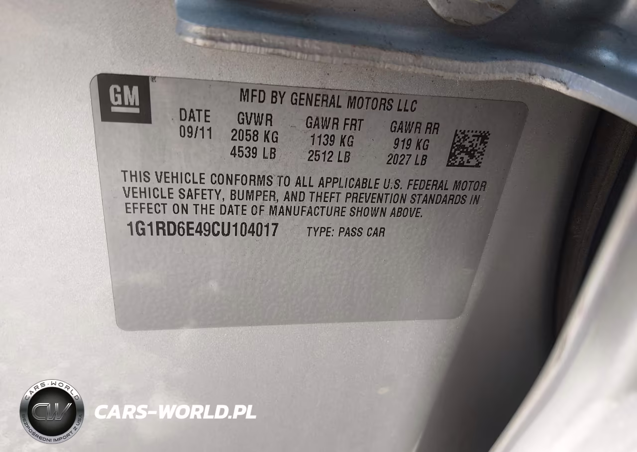 2012 Chevrolet Volt VIN:1G1RD6E49CU104017 - 9