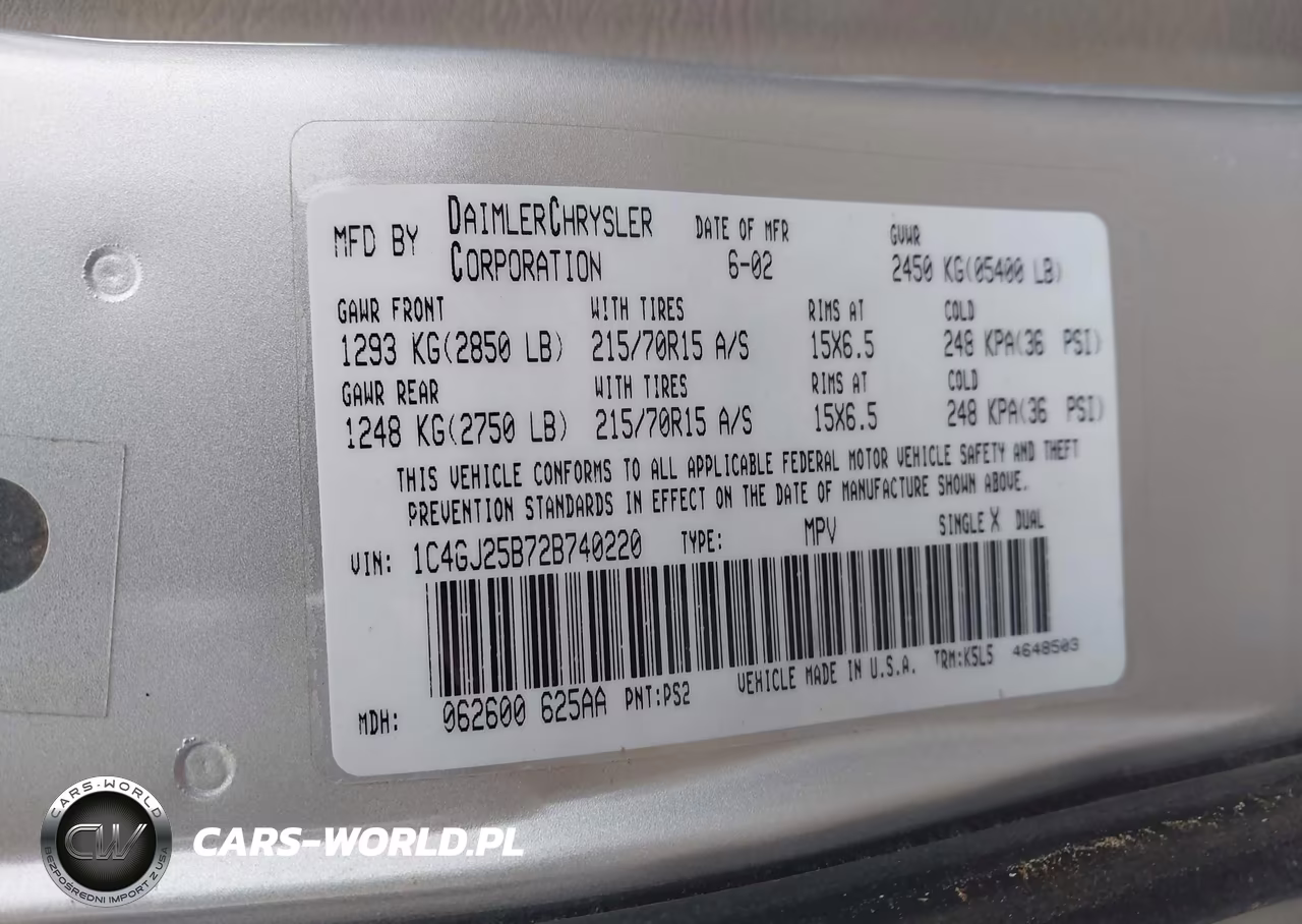 2002 Chrysler Voyager VIN:1C4GJ25B72B740220 - 9
