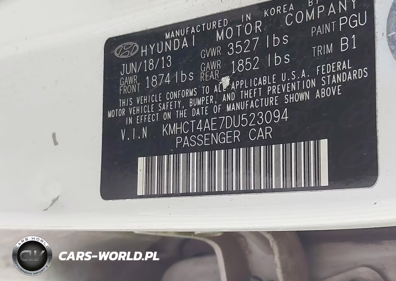 2013 Hyundai Accent Gls VIN:KMHCT4AE7DU523094 - 9