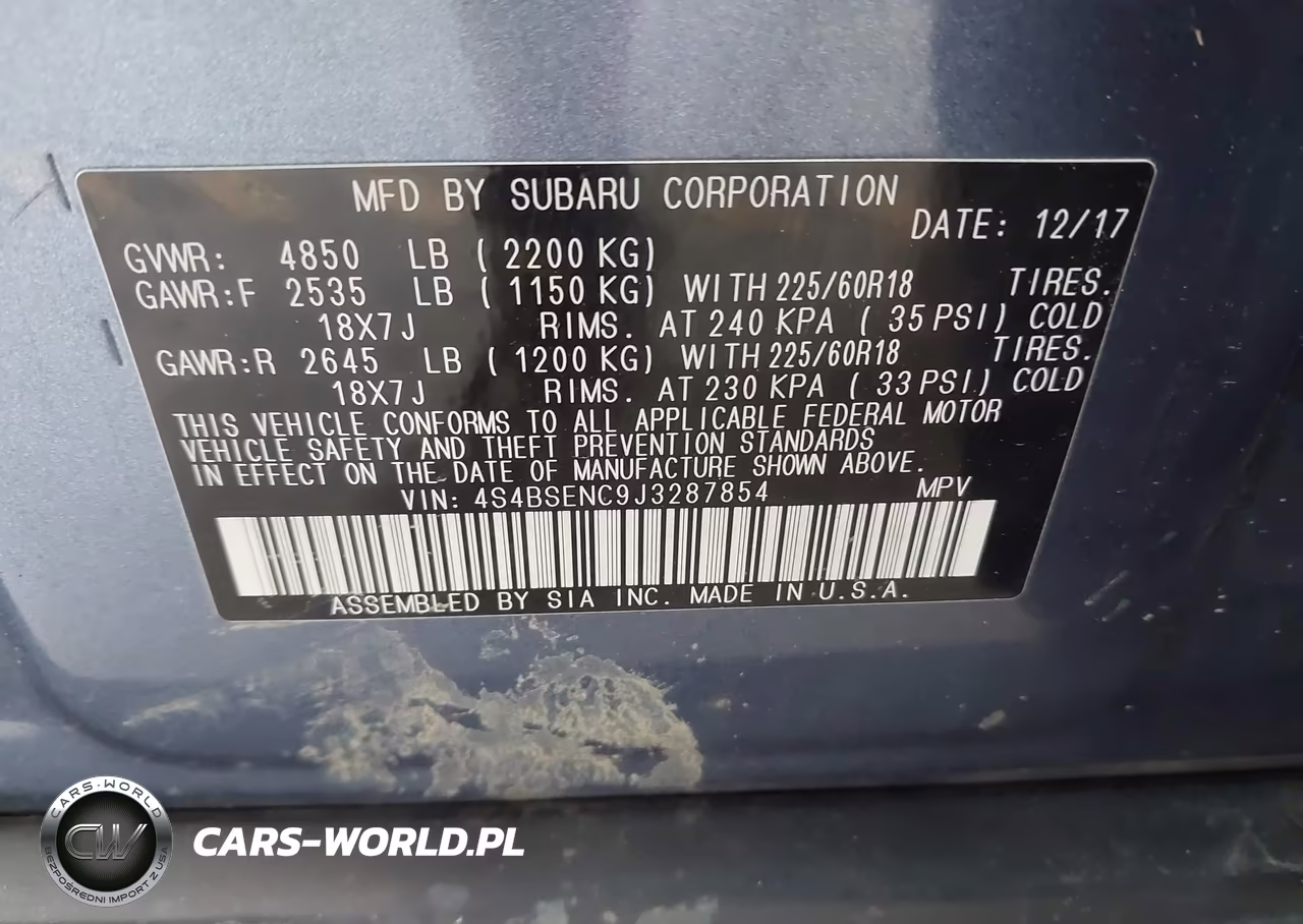 2018 Subaru Outback 3.6R Limited VIN:4S4BSENC9J3287854 - 9