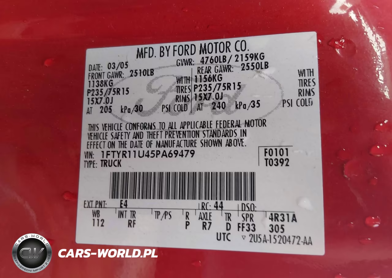 2005 Ford Ranger Edge-Xl-Xlt VIN:1FTYR11U45PA69479 - 9