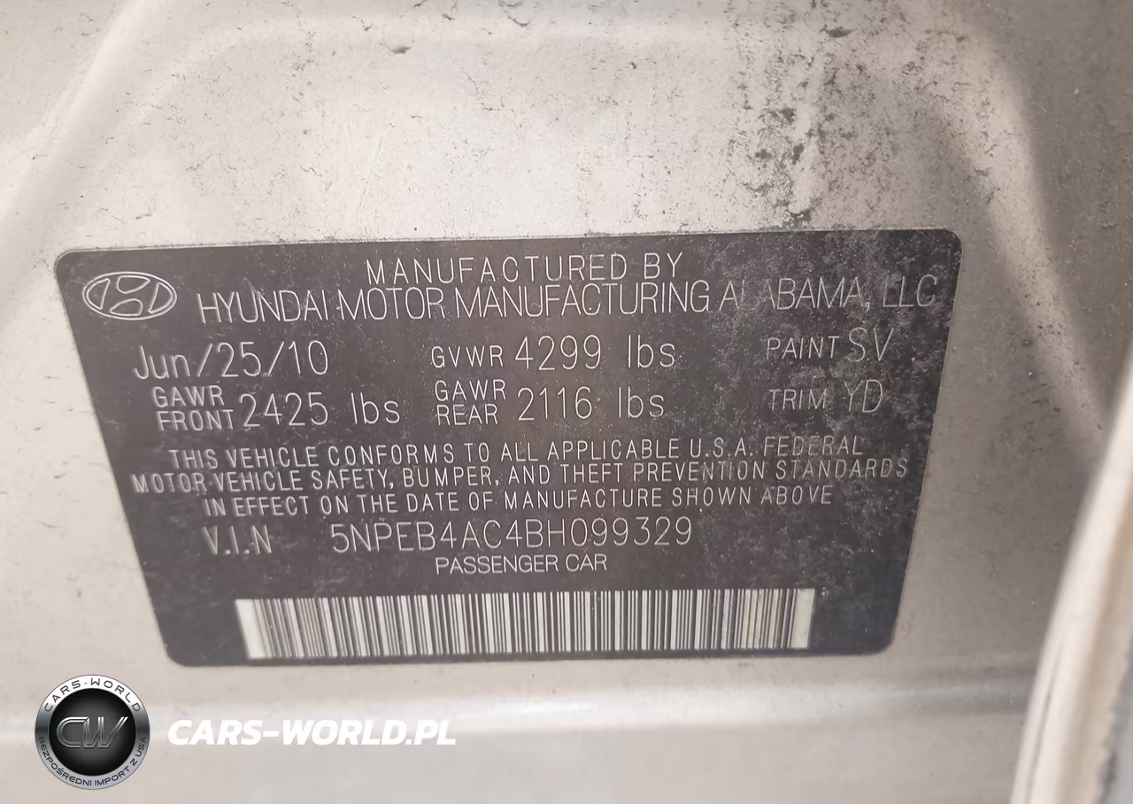 2011 Hyundai Sonata Gls VIN:5NPEB4AC4BH099329 - 9
