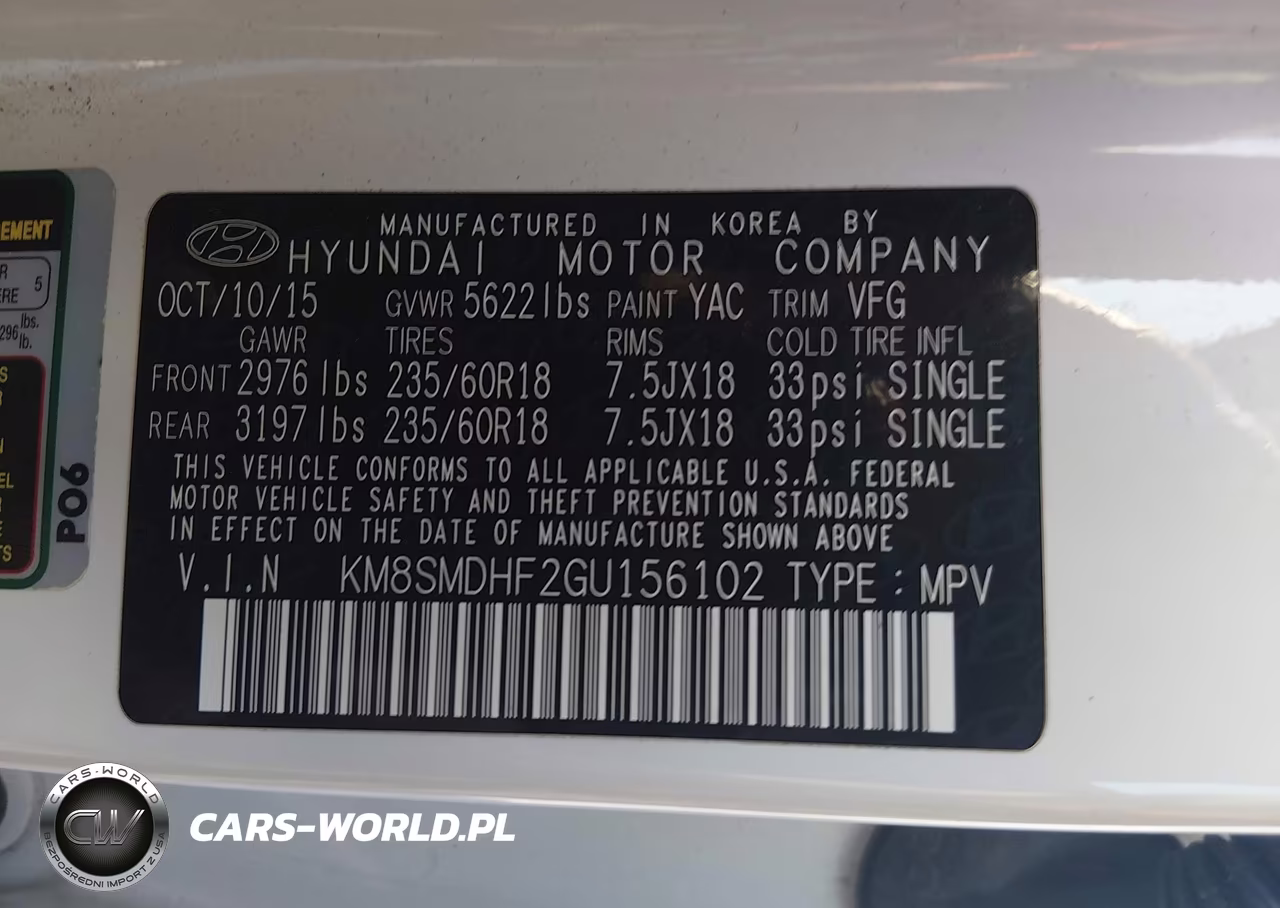 2016 Hyundai Santa Fe Se VIN:KM8SMDHF2GU156102 - 9