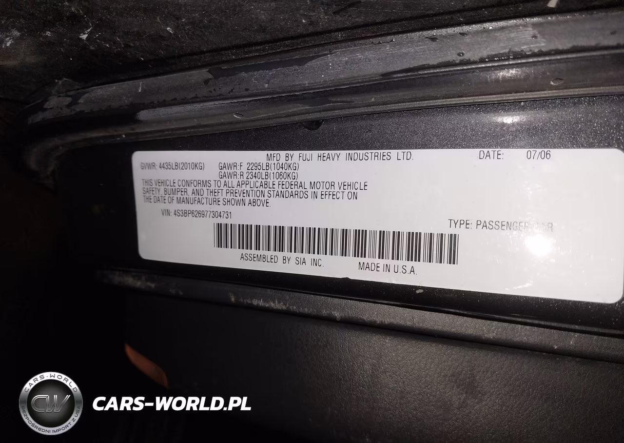 2007 Subaru Legacy 2.5I VIN:4S3BP626977304731 - 9