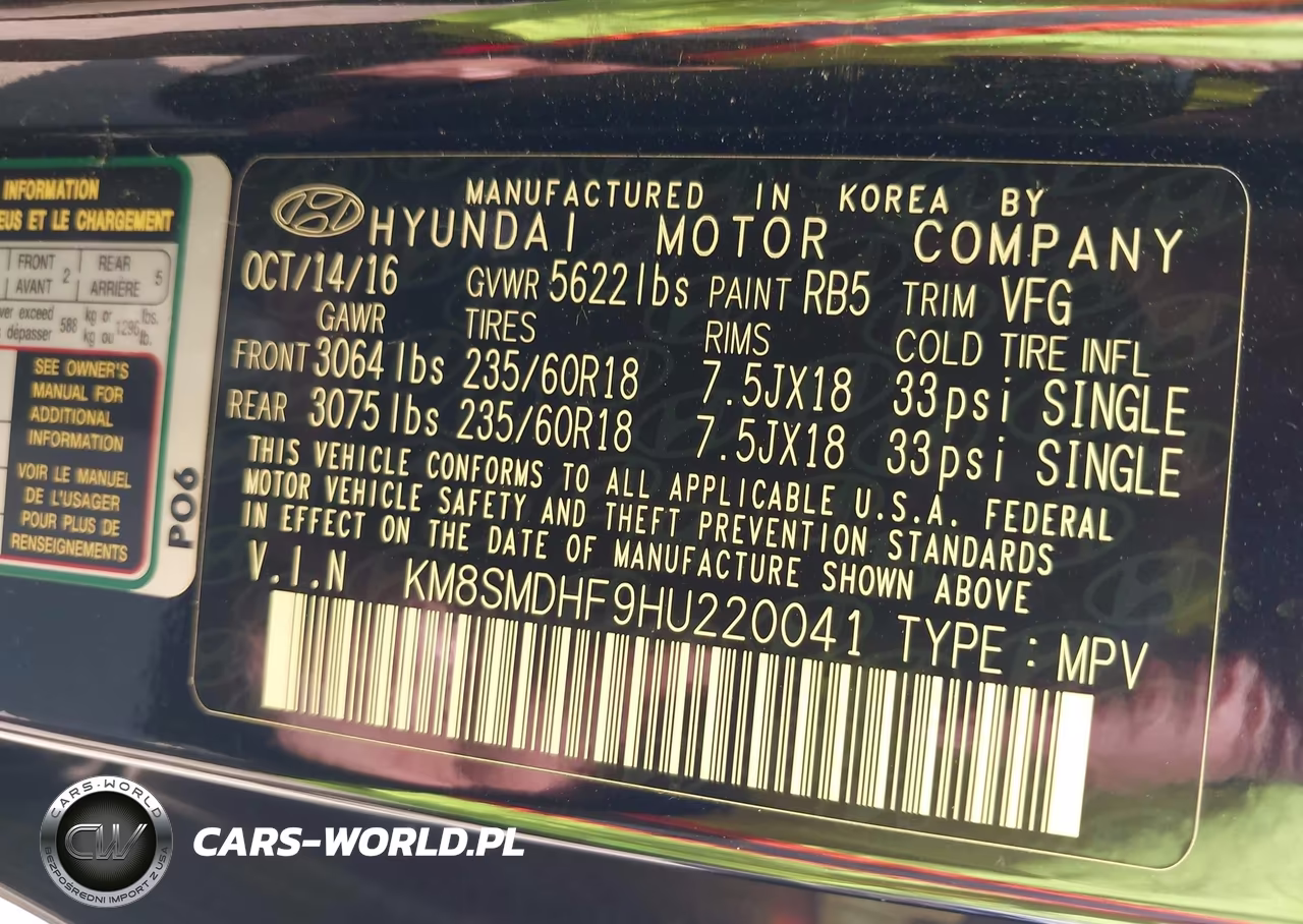 2017 Hyundai Santa Fe Se VIN:KM8SMDHF9HU220041 - 9