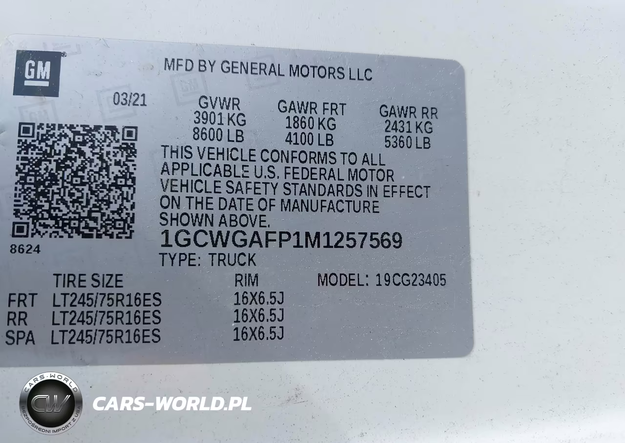 2021 Chevrolet Express Cargo Rwd 2500 Regular Wheelbase Wt VIN:1GCWGAFP1M1257569 - 9